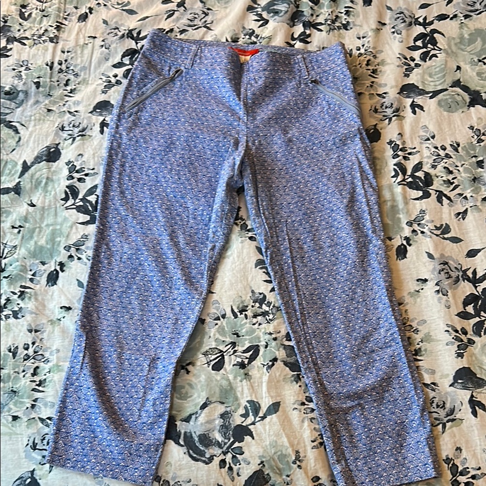 Cartonnier Blue Seashell Pants with Zipper Pockets - Sz 10